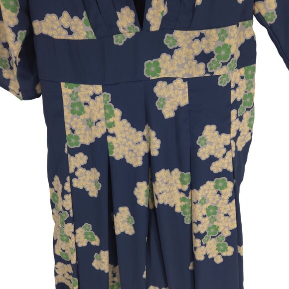 eshakti Wide Leg Jumpsuit Floral Plunge Neckline Kimono style ESTIMATED SIZE M - Picture 4 of 16